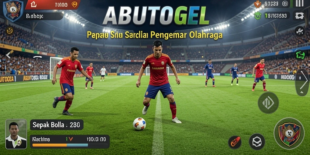 Tampilan gameplay seru dari ABUTOGEL yang menampilkan aksi sepak bola.