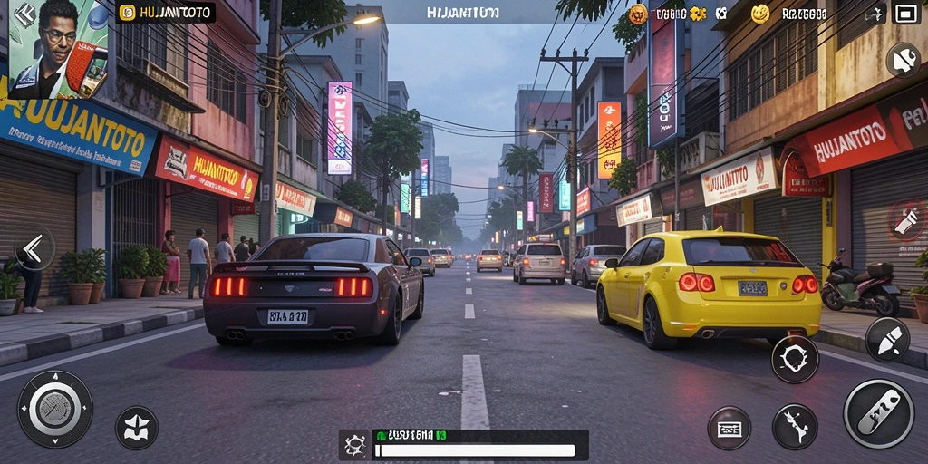 Menampilkan aksi balap mendebarkan dari game HUJANTOTO.