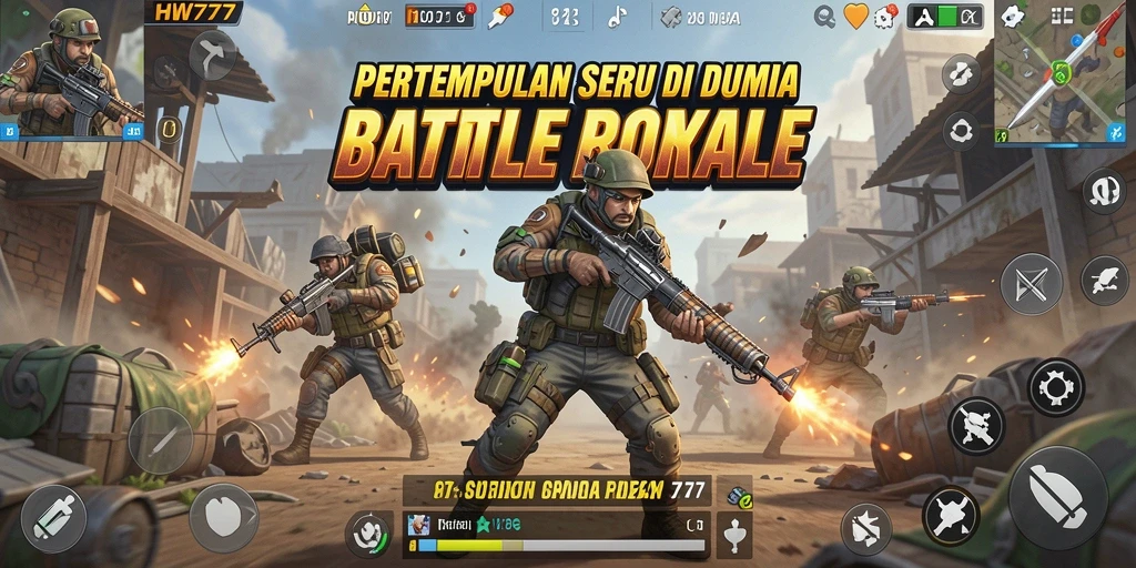 Screenshot HW777 menampilkan aksi pertarungan yang mendebarkan dalam arena Battle Royale.