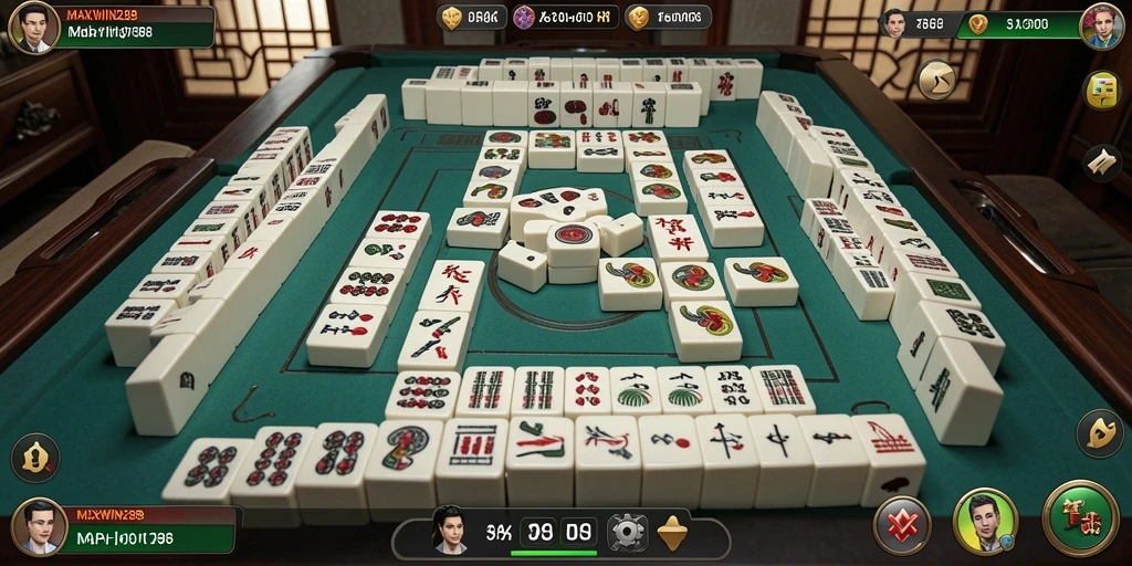 Screenshot gameplay <strong>MAXWIN288</strong> menunjukkan strategi dalam bermain Mahjong.