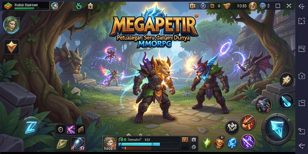 Screenshot gameplay MEGAPETIR menampilkan aksi seru dalam pertarungan MMORPG.