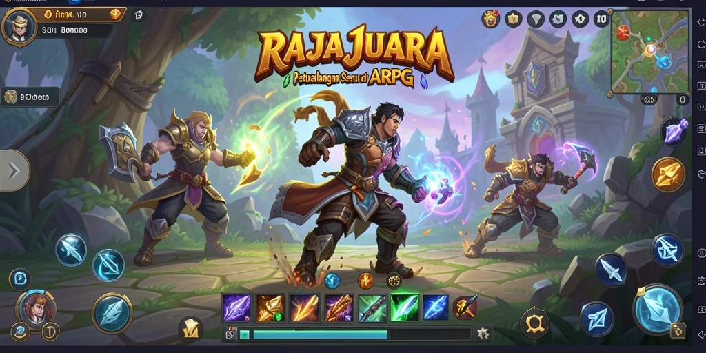 Tampilan menarik dari petualangan di RAJAJUARA dengan aksi pertarungan ARPG.