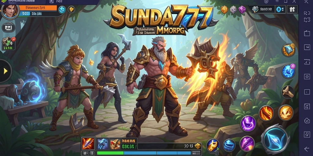 Tangkapan layar utama SUNDA777 menampilkan aksi epik dalam pertempuran MMORPG.