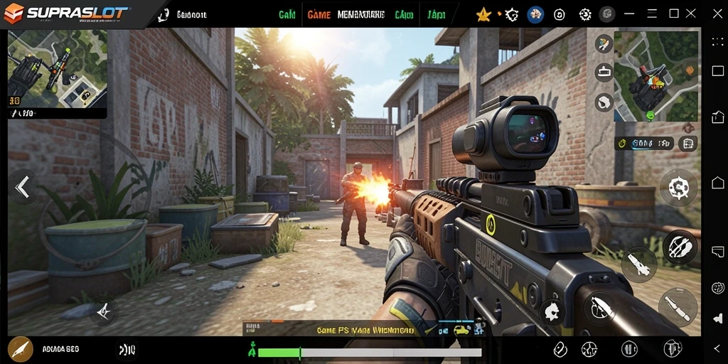 Gambar menampilkan aksi seru dalam game FPS SUPRASLOT.