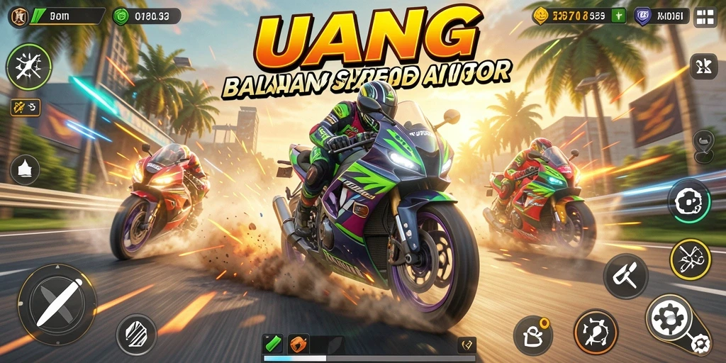 Gameplay menarik dengan balapan sepeda motor yang seru.