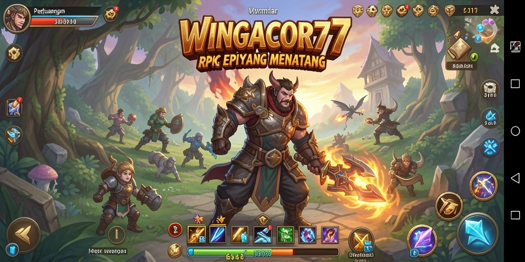 Tampilan gameplay WINGACOR77 yang menampilkan pertarungan epik.